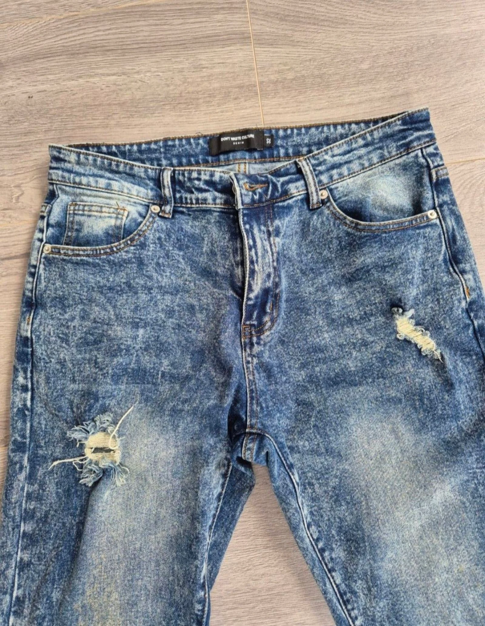 Don't Waste Culture Acid Wash Flare Jeans avec fentes - Taille 32 – photo 4